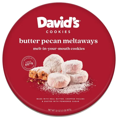 Galletas Gourmet David's Cookies Butter Pecan Meltaway - Galletas de mantequilla con pecanas crujientes y azúcar en polvo de 32 onzas - Ingredientes
