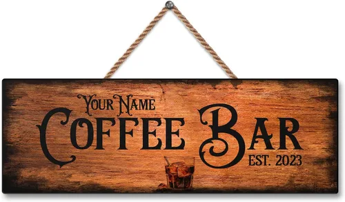 Miniatura 10 de Letrero de madera personalizado para barra de café, terapia en una taza tolerable a la gente, placa de pared para decoración de cocina, regalos