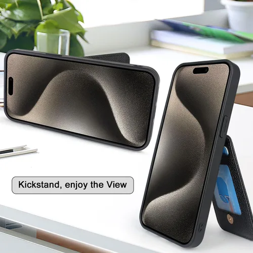 Miniatura 4 de Harryshell Funda compatible con iPhone 13 Pro Max con ranuras para tarjetas [soporta hasta 6 tarjetas] Función de atril, bolsillo con cremallera