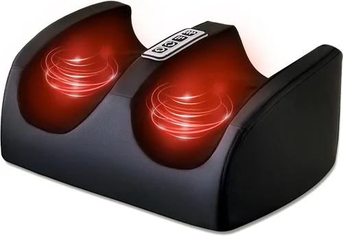 Masajeador de pies con calor, masajeador eléctrico de pies y pantorrillas con rodillo, masaje de tejido profundo para fascitis plantar, neuropatía y