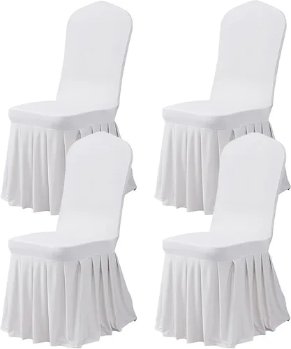 Miniatura 35 de Dimatic Juego de 2 fundas elásticas para sillas de comedor, fundas Parsons con falda, de elastano súper ajuste, funda protectora de asiento para Azul
