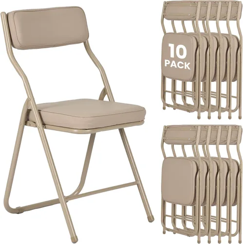 Miniatura 10 de Paquete de 2 sillas plegables acolchadas con cojín, juego de sillas de comedor plegables portátiles para interiores y exteriores, apilables