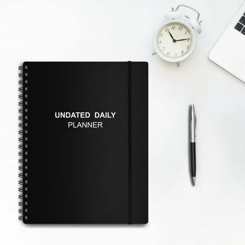 Miniatura 4 de Agenda diaria sin fecha: agenda sin fecha con horarios, artículos de acción y seguimiento, cuaderno organizador diario A4 para aumentar