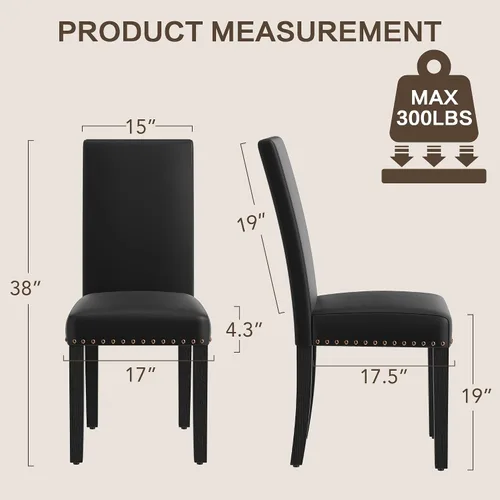Miniatura 2 de LSSBOUGHT Juego de 2 sillas de comedor, modernas sillas de comedor, silla de cocina tapizada de piel sintética con clavos de cobre vintage
