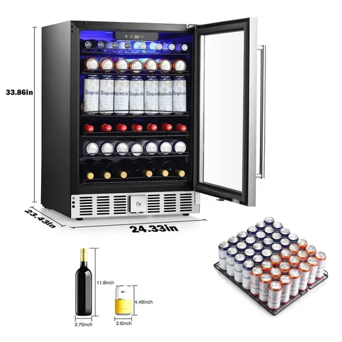 Miniatura 4 de COWSAR Enfriador de Vino Refrigerador Aprobado por ETL de 24 pulgadas Refrigerador de Vino Independiente o Integrado Refrigerador de Vino de 5.1