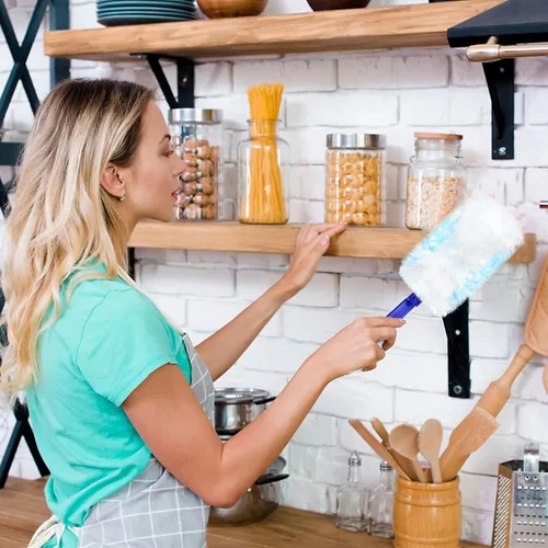 Miniatura 6 de 100 piezas de repuesto de plumero a granel, cabezal electrostático de repuesto de plumero grueso, repuestos de plumero para limpieza con 4 asas, Azul