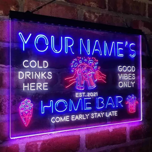 Miniatura 7 de ADVPRO Tazas de cerveza personalizadas, letrero de luz LED de neón tricolor, una decoración artística única grabada en 3D Nombre personalizado