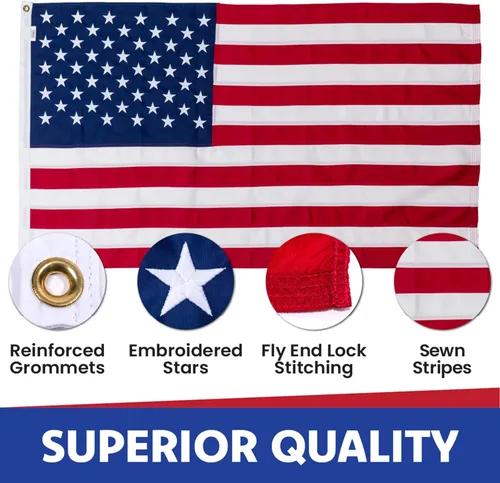 Miniatura 2 de Made in USA Flags Co - Bandera estadounidense de 3x5 - Bandera resistente de EE. UU. - Poliéster Premium PolyMax, rayas cosidas y estrellas bordadas