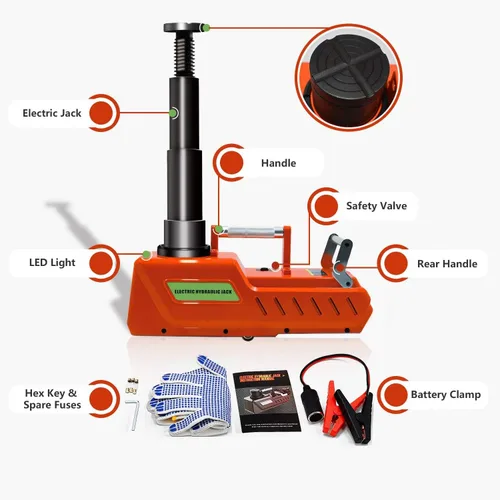 Miniatura 3 de E-HEELP Gato eléctrico para auto de 15 toneladas, gato hidráulico eléctrico de 12 V CC de servicio pesado con luz LED para RV, sedán, furgoneta