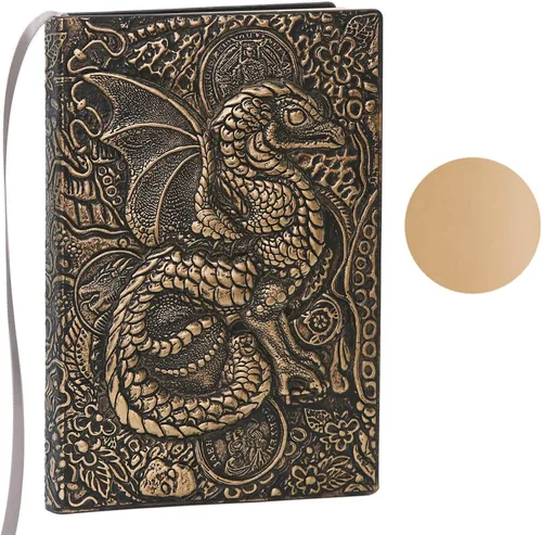 Miniatura 10 de Diario sin forro – DND Dragon Brass 3D en relieve de tapa dura, cuaderno de bocetos A5 en blanco, 8.4 x 5.7 pulgadas (100 hojas, 200 páginas)