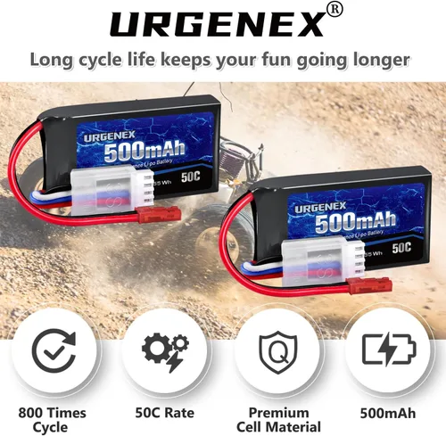 Miniatura 4 de Batería Lipo de 11.1 V 500 mAh 3S 50C de alta tasa de descarga RC con enchufe JST recargable Lipos para RC Avión Racing Drone Helicóptero Quadcopter