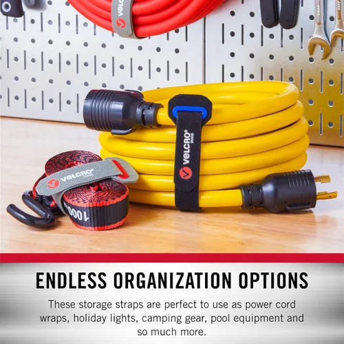 Miniatura 6 de VELCRO Brand Envolturas para cables de alimentación Correas resistentes para cables de extensión, organización de garaje o caravana Ojales