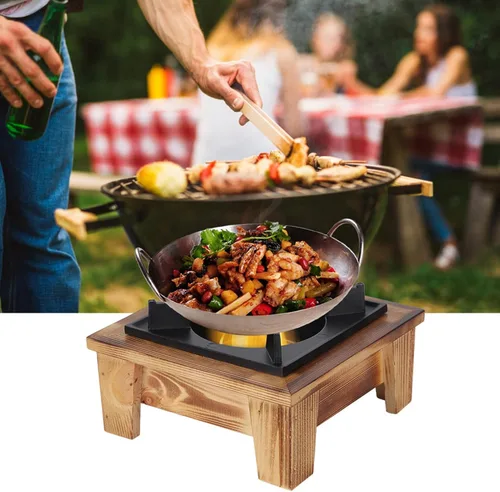 Miniatura 2 de Estufa de alcohol, estufa portátil de alcohol para barbacoa, estante de madera, barbacoa, horno, horno, utensilios de cocina, utensilios de cocina