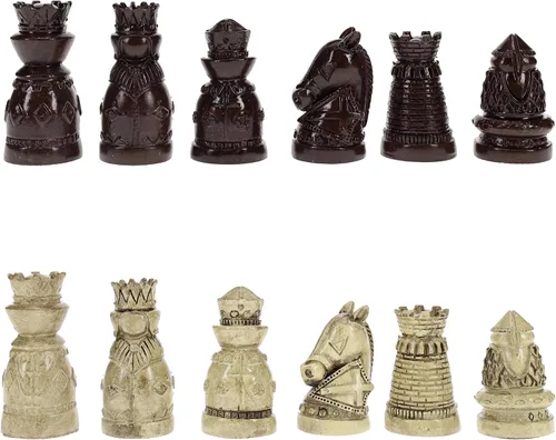 Miniatura 4 de WE Games Juego de ajedrez con temática medieval: tablero de ajedrez de madera con intrincadas piezas de ajedrez Polystone, juegos de ajedrez