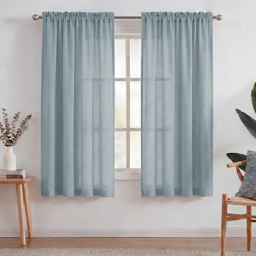 Miniatura 59 de Turquoize cortinas traslúcidas de lino natural, cortinas semitransparentes, cortinas de arpillera con bolsillo para cortinero, paneles para ventana