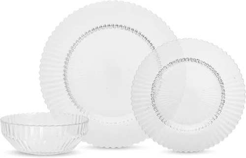 Fortessa Archie Glass - Juego de vajilla de 12 piezas, servicio para 4, transparente