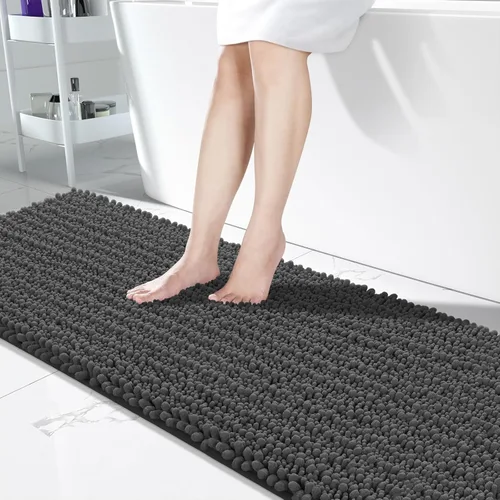 Miniatura 120 de Yimobra Alfombras de Baño Antideslizantes Lavables - Alfombra de Baño de Chenilla Ultra Suave Absorbente, Alfombra Peluda de Secado Rápido para Negro