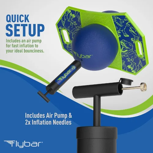 Miniatura 4 de Flybar Pogo - Pelota de truco para niños, tabla de rebote de equilibrio con cubierta antideslizante, bomba incluida, juguetes para interiores y Dino