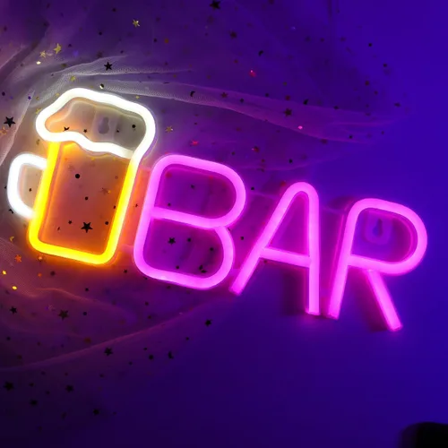 Miniatura 8 de ENUOLI Letreros de barra de neón, luz LED de cerveza para decoración de pared, letreros de neón de barra alimentados por USB/batería, luz de cerveza