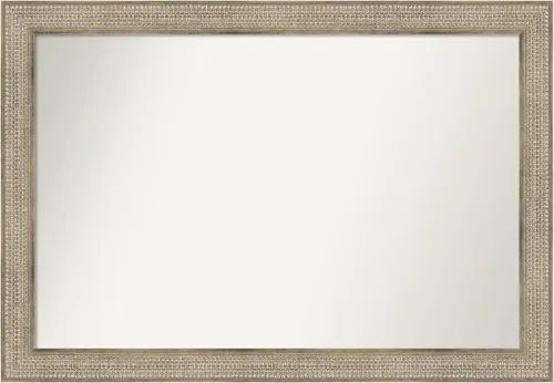 Miniatura 290 de Amanti Art Espejo de baño plateado para sobre fregadero, 26 x 26 pulgadas, espejo cuadrado de níquel pulido, marco de madera tradicional mediano, se