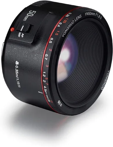 Yongnuo YN50mm F1.8 II AF/MF 0.35M Distancia de Enfoque Lente Principal Estándar Negra para Cámaras Canon EF Montura EOS 5D IV 1DX I 200D II 850D 7D