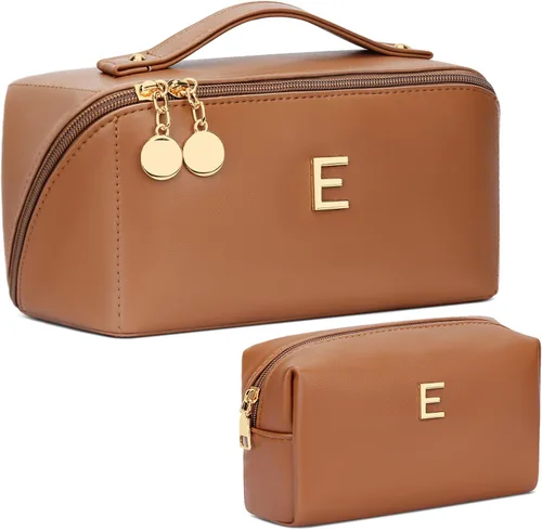 Miniatura 10 de Regalos de cumpleaños para mujeres y adolescentes, juego de bolsas organizadoras de maquillaje con iniciales personalizadas, bolsa de cosméticos
