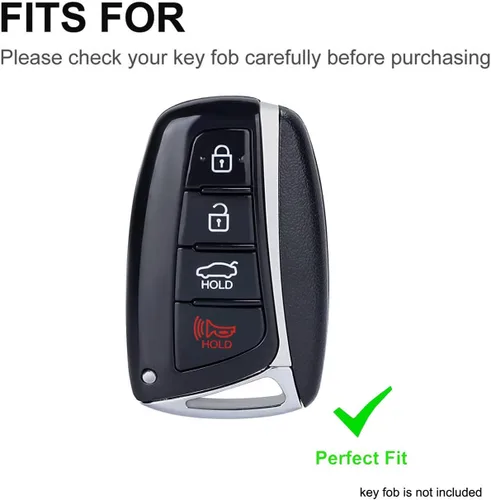 Miniatura 2 de Funda para llavero Hyundai con llavero de TPU suave para llave de automóvil, compatible con Hyundai Santa Fe Genesis Equus Azera (negro)