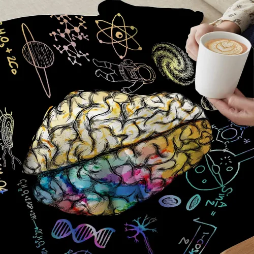 Miniatura 5 de Manta suave y divertida de ciencia y arte del cerebro colorida, manta mullida para niños, niñas y mascotas (40 x 30 pulgadas)