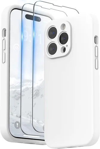 Miniatura 31 de SURPHY Funda diseñada para iPhone 14 Pro con protector de pantalla, (protección de cámara y forro de microfibra suave), funda de silicona líquida