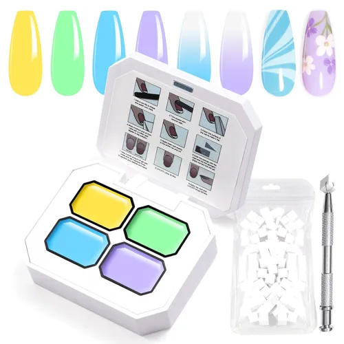 Miniatura 30 de Juego de esmaltes de gel con gradiente, 9 colores ombre, esmalte de gel para uñas rojo, marrón, azul claro, rosa, esponjado para pigmento, Pat Aura