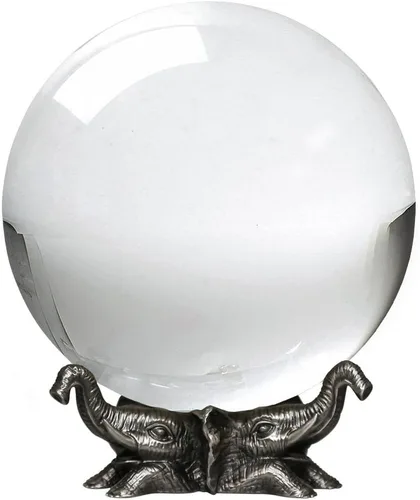 Amlong Crystal Bola de cristal transparente de 8 pulgadas (7.874 in) con soporte de elefante