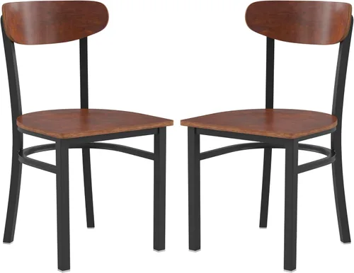 Miniatura 24 de Flash Furniture Wright - Silla de comedor comercial, respaldo de madera con acabado de abedul natural, asiento de vinilo negro, 500 libras
