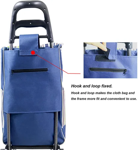 Miniatura 5 de Bolsa de repuesto plegable para carrito de compras - Bolsa de almacenamiento impermeable de tela Oxford, bolsa de repuesto para carretilla portátil