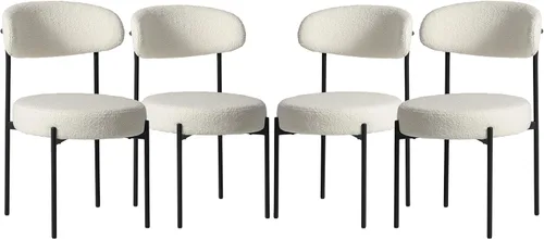 Miniatura 12 de WestinTrends Alexandria Mid-Century - Sillas de comedor redondas tapizadas de sherpa (juego de 2), color gris carbón
