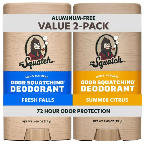 Dr. Squatch Desodorante natural para hombres, sin aluminio, Fresh Falls + Summer Citrus, 2.65 oz, 2 unidades