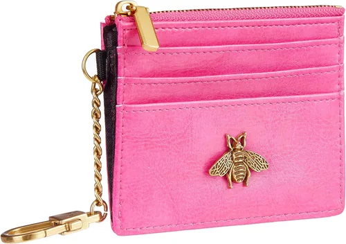Miniatura 82 de SEAVILIA Tarjetero llavero cartera para mujer con ventana de identificación RFID monedero regalo abeja delgada minimalista pequeña cartera
