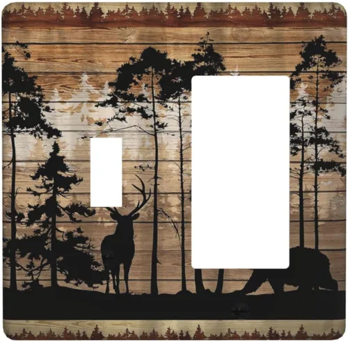 Miniatura 62 de Cubiertas Decorativas para Placas de Interruptor Boho Country Eucalipto Rústico Acuarela Hojas Verdes 2 Gang Placa de Pared Cubierta de Placa