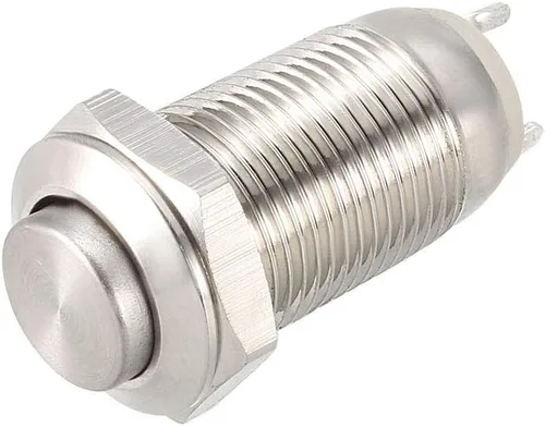 uxcell Interruptor de botón de metal con pestillo 0.394 in Diámetro de montaje 1NO 250V 5A