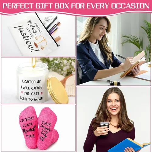 Miniatura 5 de 7 piezas de regalos de abogados para mujeres, regalo de escuela de derecho, incluye vaso de acero inoxidable de 12 onzas, llavero, vela, bolígrafo