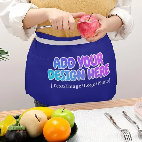 Miniatura 216 de AXKEUDO Delantal personalizado con bolsillos, delantales de cintura para camarera para cocinar en casa, restaurante, servir trabajo