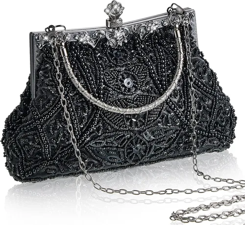 Miniatura 13 de Amylove Bolso de mano con cuentas estilo vintage de los años 1920, formal, accesorios para mujer, para eventos nocturnos, regalo para fiesta