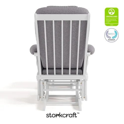 Miniatura 6 de Storkcraft Tuscany - Mecedora y otomana personalizada con almohada lumbar gratis (remolino blanco y gris pizarra) – Silla mecedora cómoda tapizada