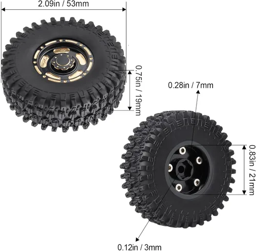 Miniatura 2 de HobbyPark Ruedas y neumáticos Beadlock de latón 1.0 para piezas de actualización TRX4M 1/18 SCX24 1/24 RC 1/18, juego de 4 (tipo A)