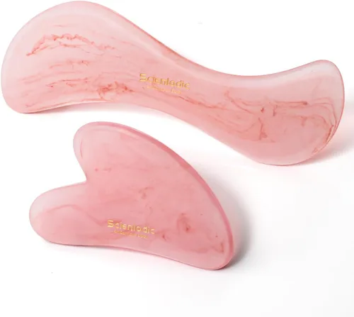 Miniatura 19 de Scienlodic Gua Sha - Herramienta de masaje con mango (resina), herramienta de raspado Guasha más grande para masaje de espalda, cuello, cara