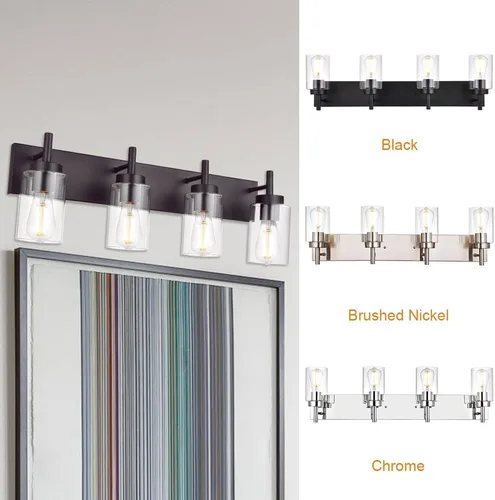 Miniatura 7 de 4 luces de tocador de baño, apliques de bronce aceitado, iluminación de pared, lámpara industrial para montaje en pared, estilo granja para cocina