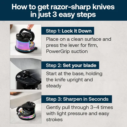 Miniatura 7 de AnySharp Chef - Afilador de cuchillos manos libres - Herramienta de afilado fácil de usar con base de succión PowerGrip y ángulo preestablecido