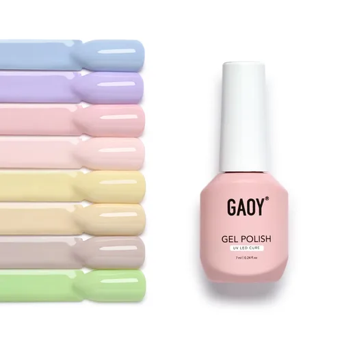Miniatura 7 de GAOY Juego de esmaltes de uñas de gel gelatina, 8 colores translúcidos nude, blanco, rosa, marrón, neutros, transparentes, kit para salón y arte