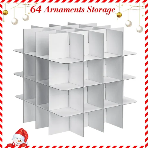 Miniatura 4 de Saintrygo 4 cajas de almacenamiento de adornos navideños con 64 compartimentos con cremallera, caja de plástico de vinilo para adornos con asas, 12