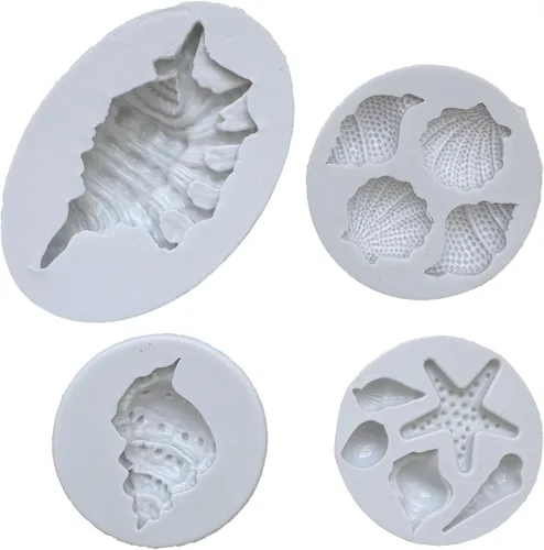 Miniatura 4 de Molde de silicona para fondant, tema marino, algas, pescados marinos, cangrejo, concha, coral, conchas de mar, forma de conchas de mar, herramientas