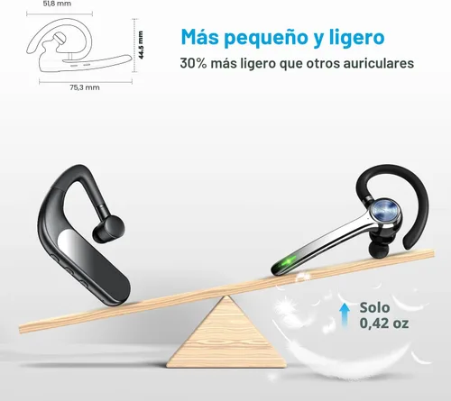 Miniatura 5 de HEIBAS Auriculares Bluetooth, Auriculares inalámbricos Bluetooth con estuche de carga de 500mAh, tiempo de conversación de 72 horas, micrófono